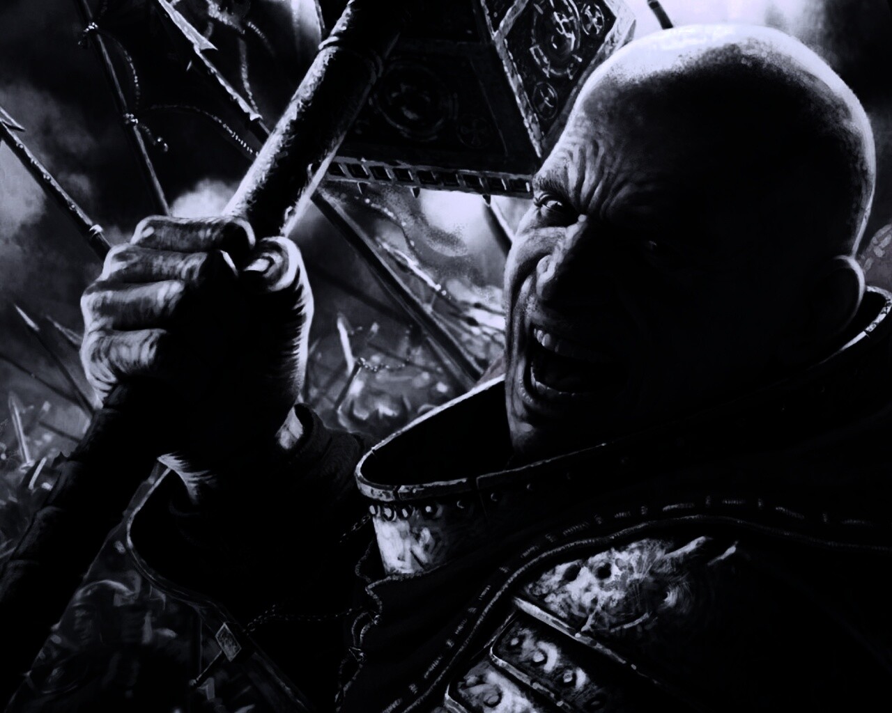 Воин с боевым молотом обои