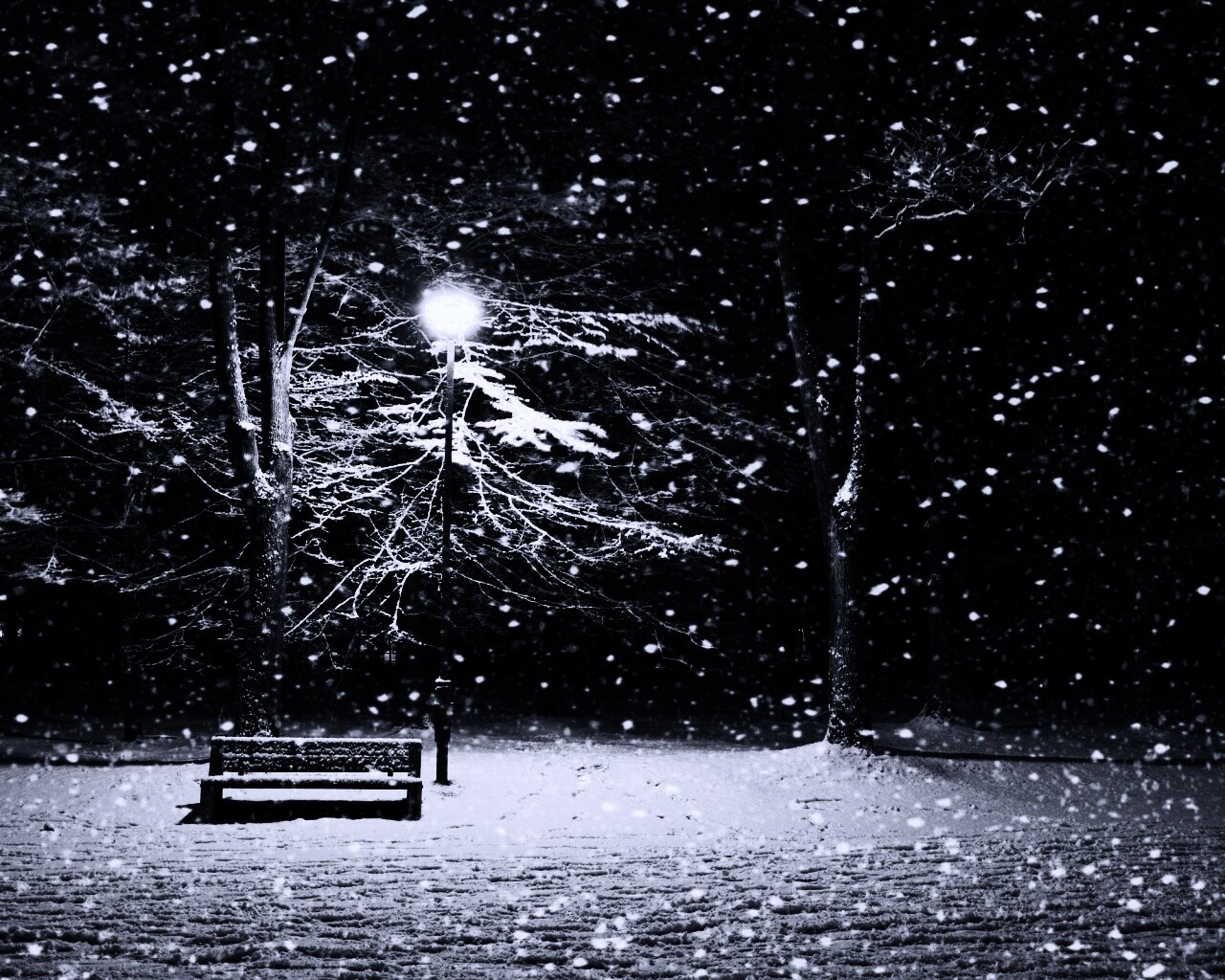 Ночь..улица..фонарь..скамейка.. обои