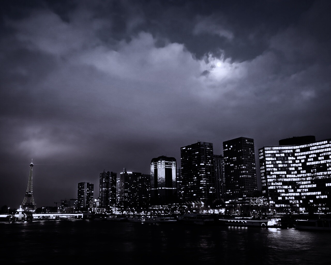 Вид на ночной Париж обои