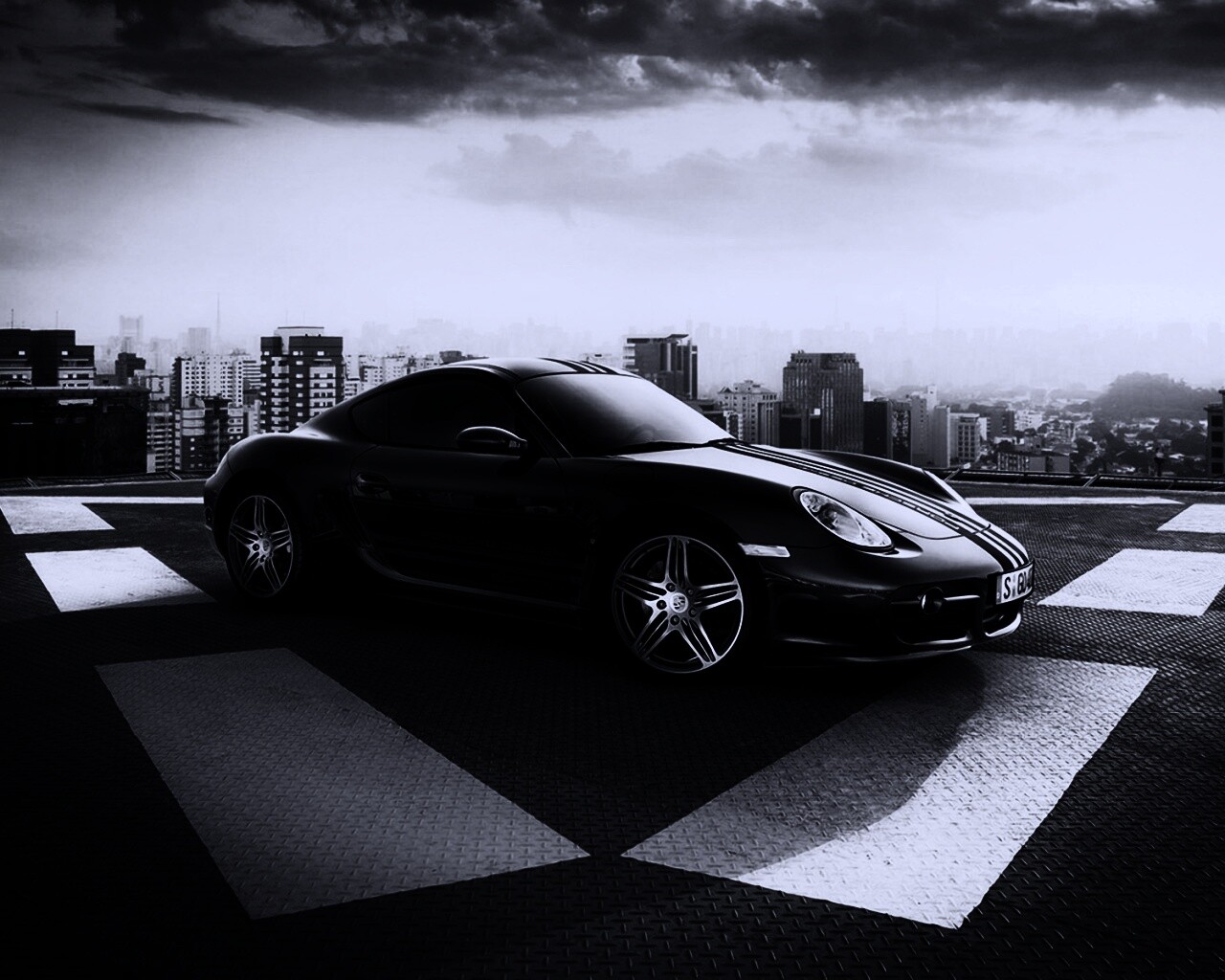 Порш на вертолетной площадке обои