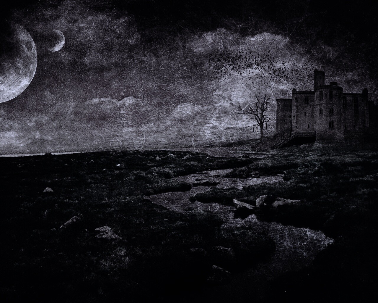 Старинный пейзаж с замком обои