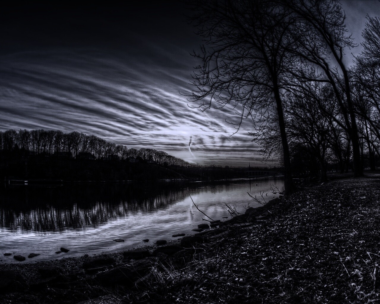 Осенний закат обои