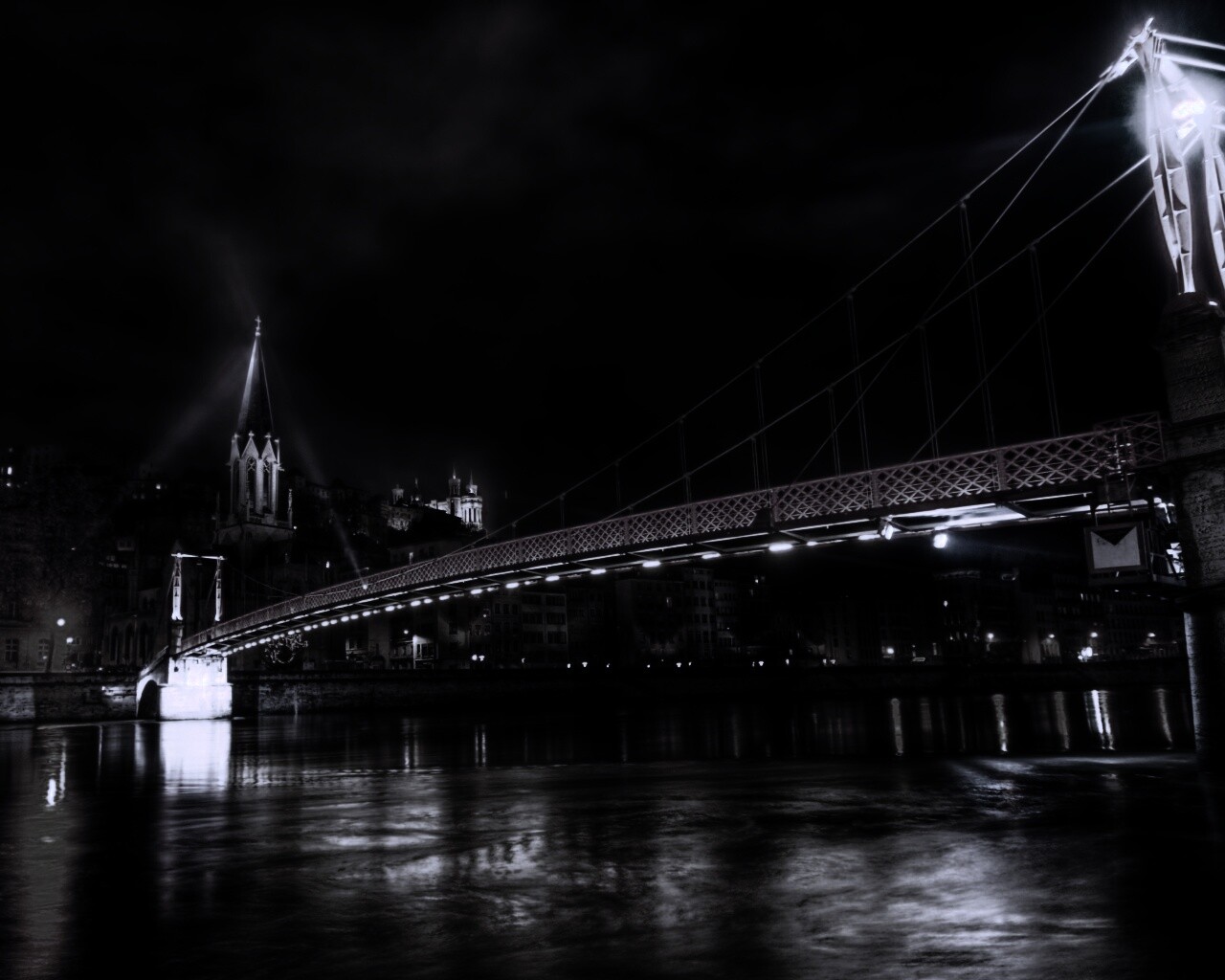 Ночная подсветка моста обои