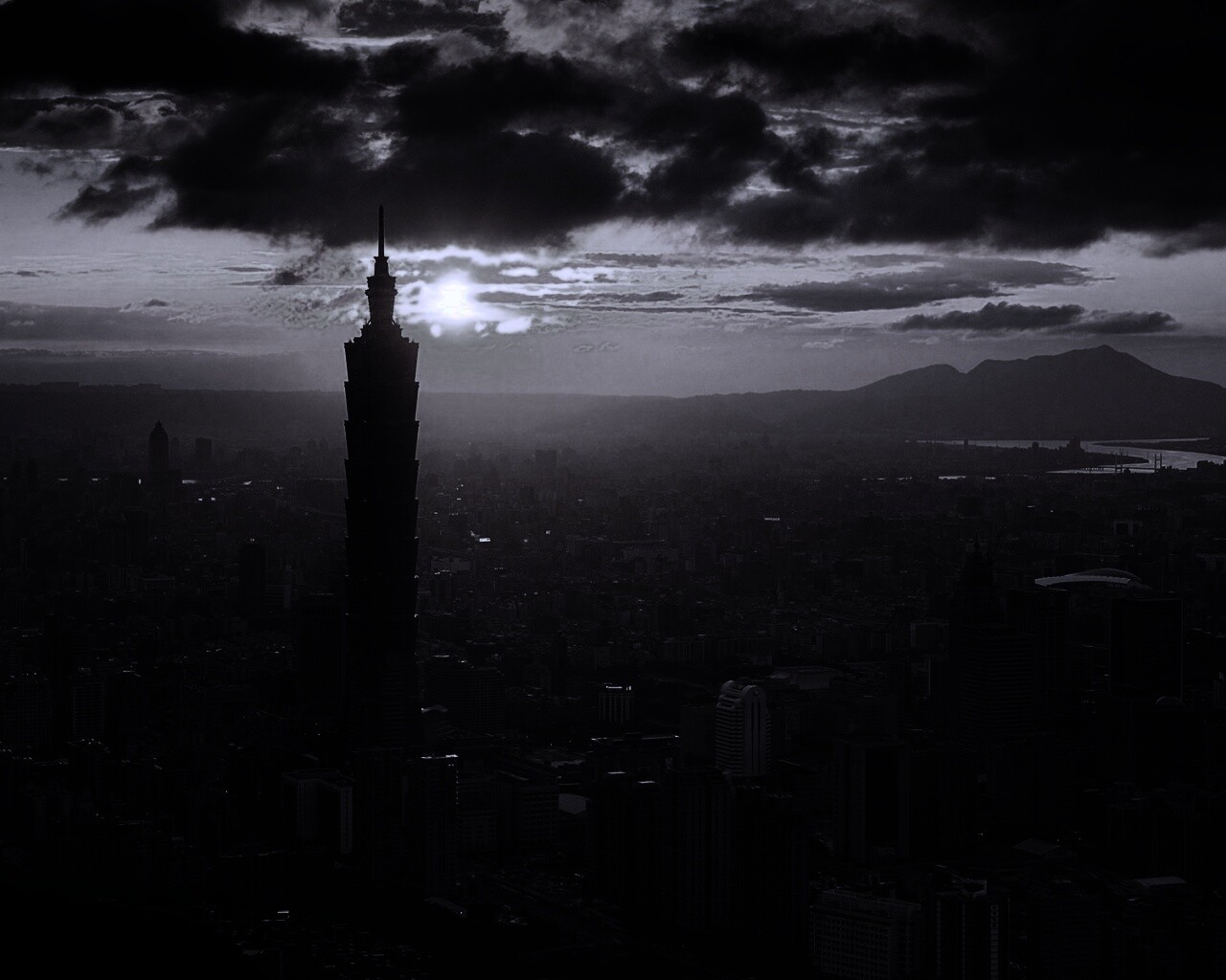 Башня на закате обои