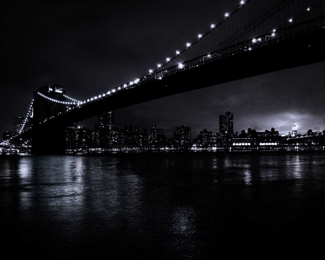 Мост в огнях обои