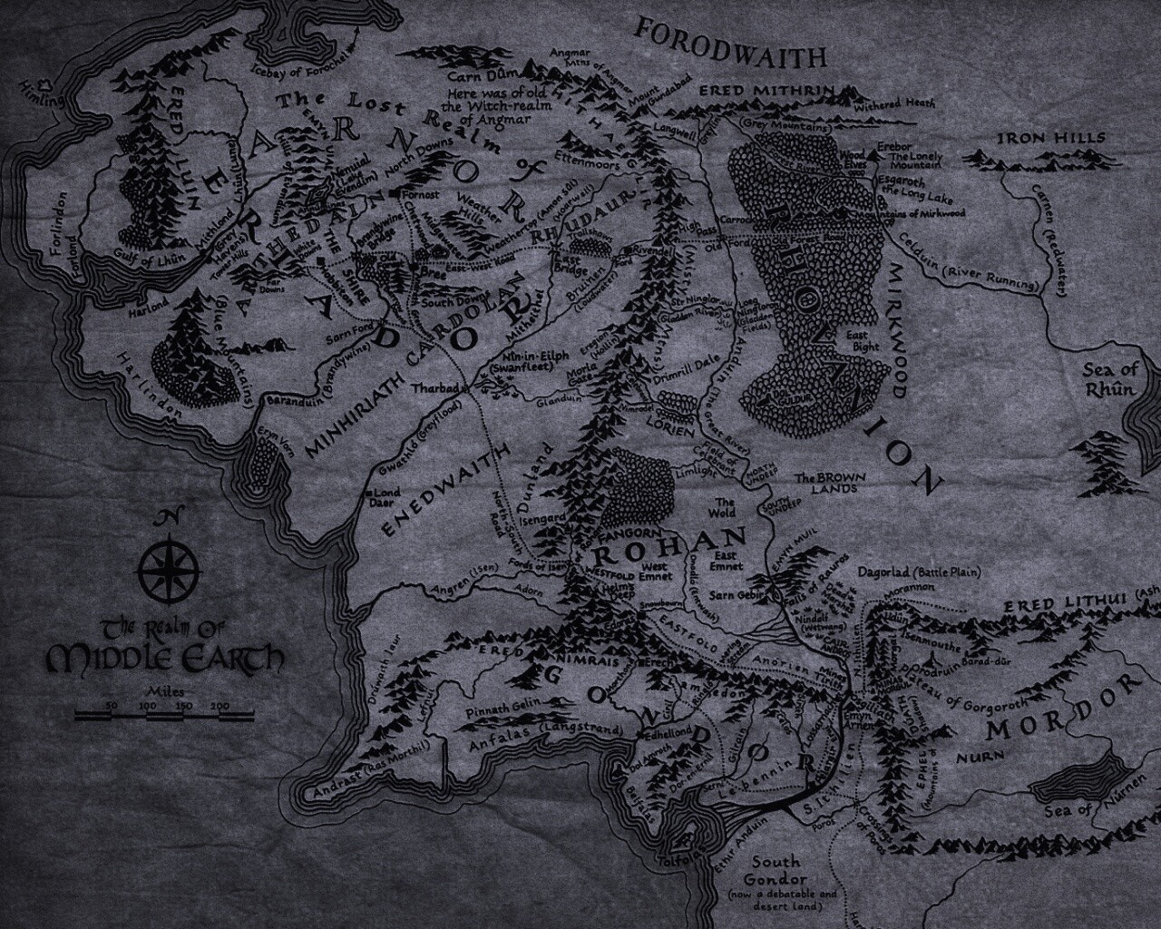 Карта Средиземья обои