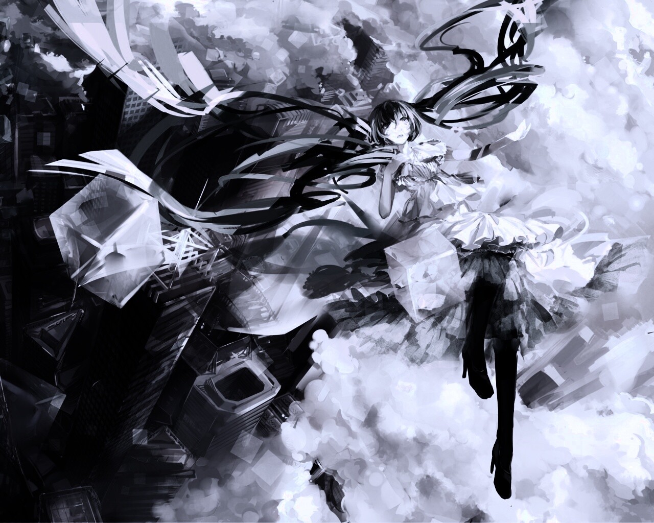 Hatsune Miku в небе обои