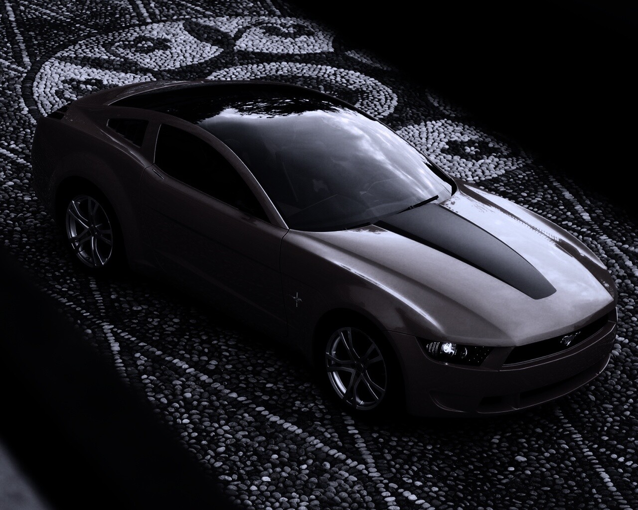 Оранжевый мустанг обои