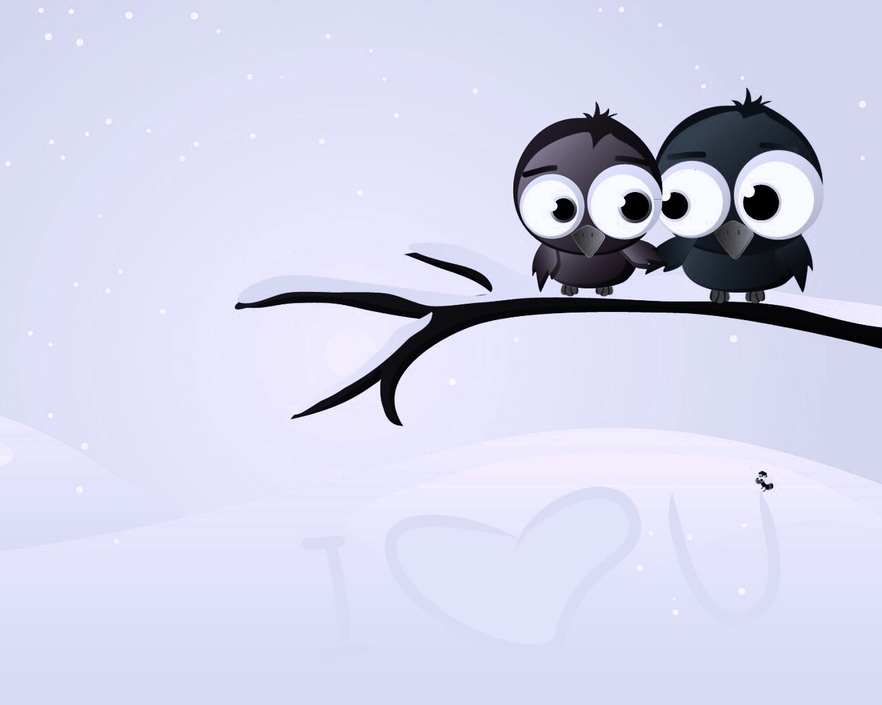 Две птички на ветке щебечут о любви обои