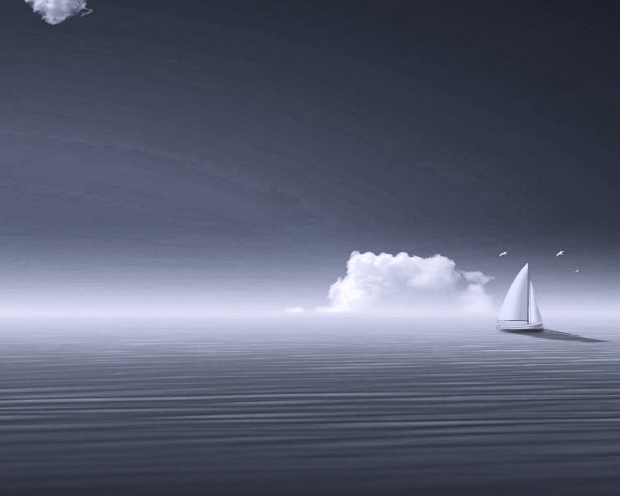 Голубые обои под хорошее настроение с парусником обои