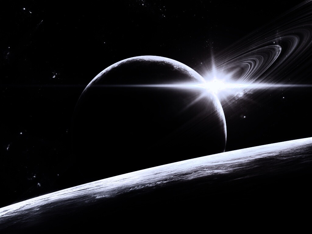 Солнце сквозь кольца Сатурна обои