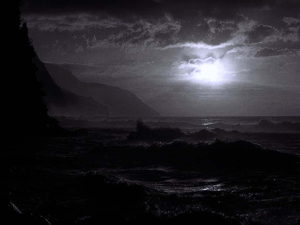 Волны на закате обои