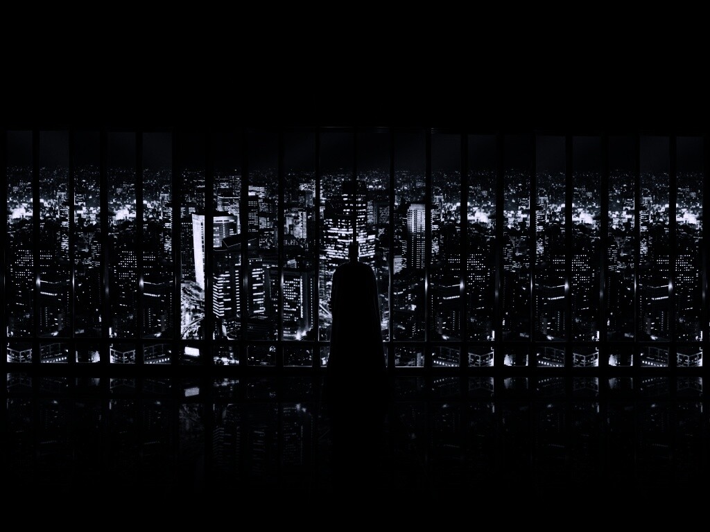 Бэтмен  смотрит на Готем обои