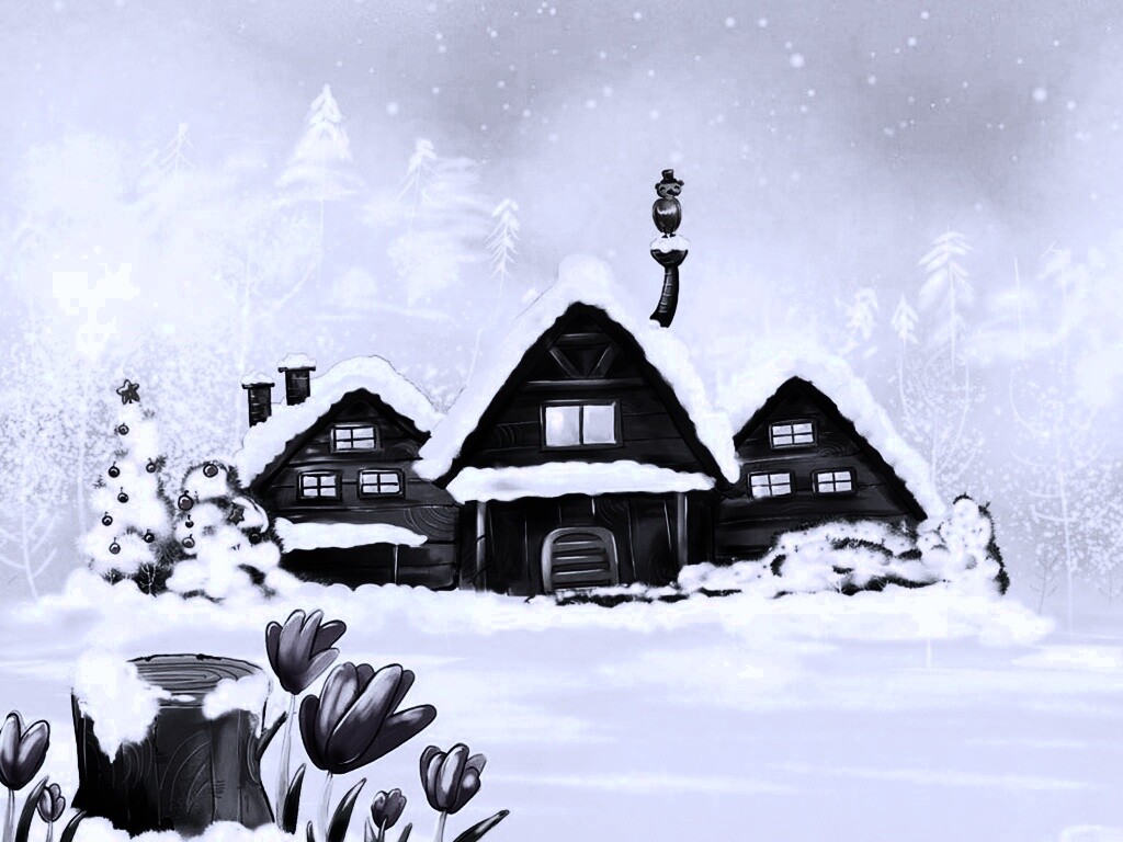 Деревня в новый год обои