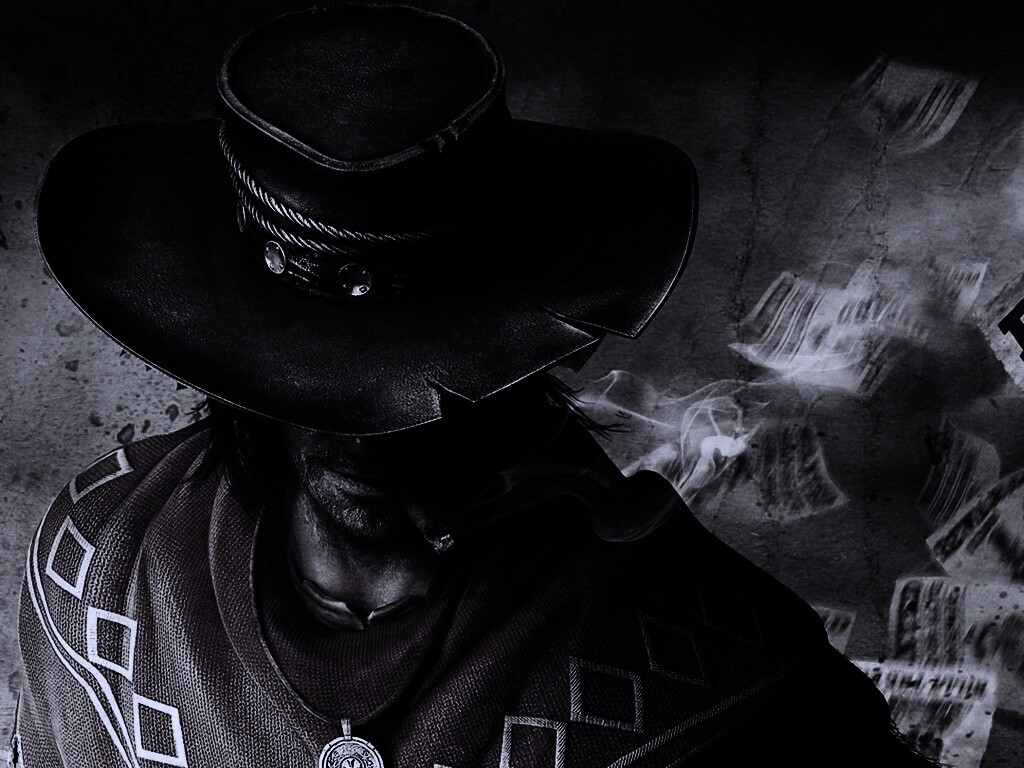 Мужик с сигарой в шляпе и пончо обои