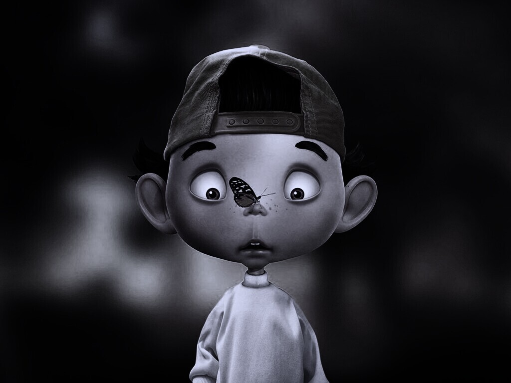 Бабочка на носу обои