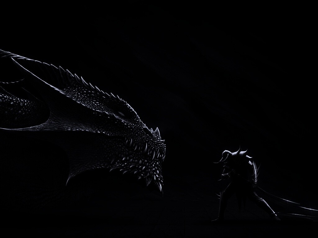 Дракон и воин обои