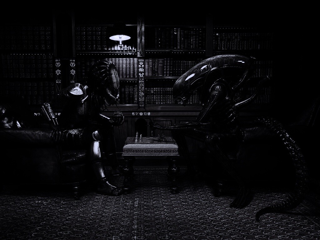 Чужой против хищника в шахматы обои