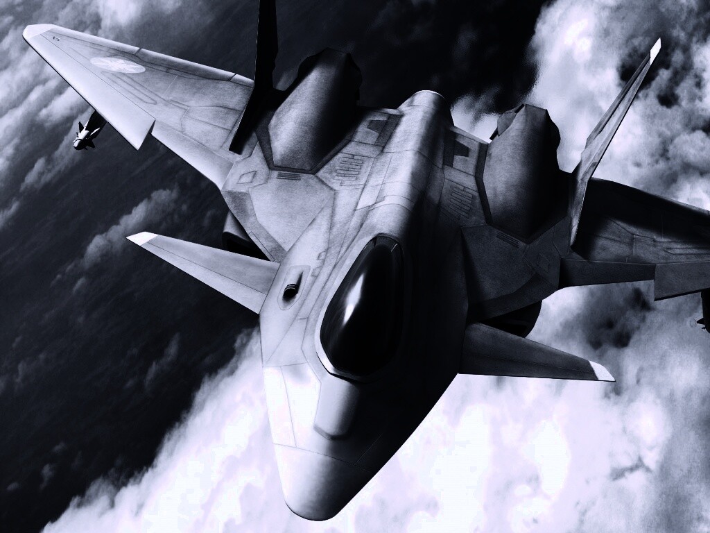 Нарисованный истребитель в полете обои