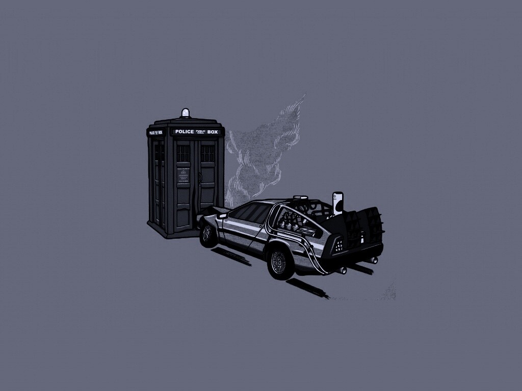 Что будет если ДеЛореан врежется в Тардис? обои