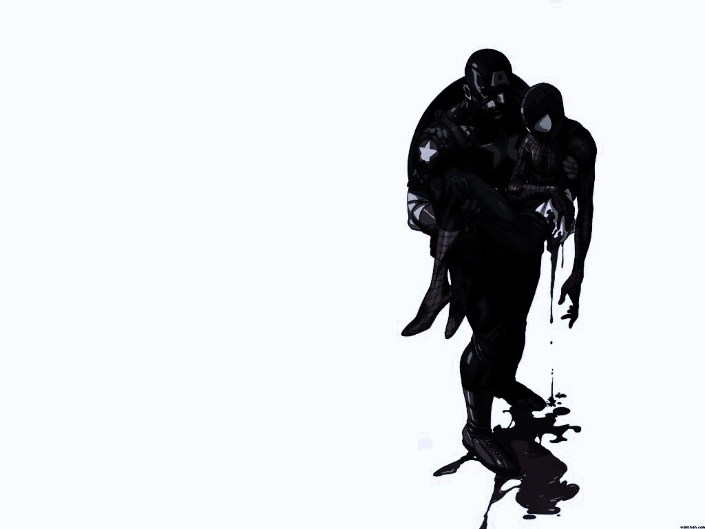 Капитан Америка и раненный Человек-паук обои