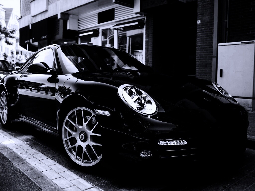 Чёрно-белое фото Porsche обои