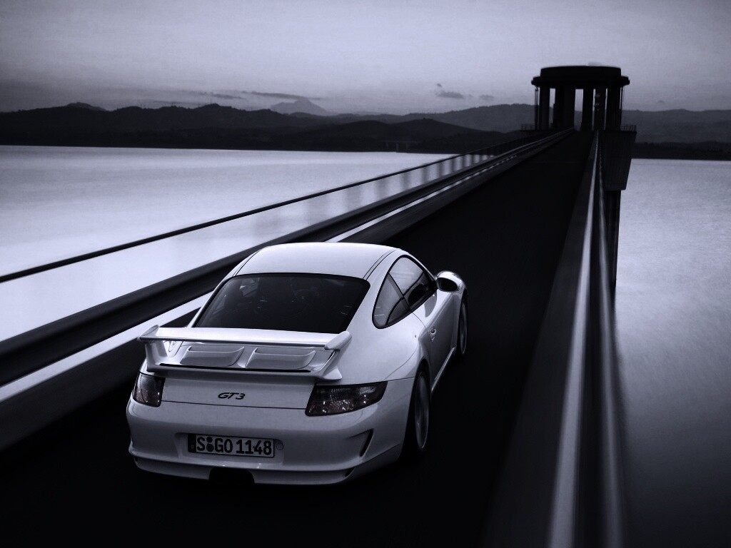 Порше на дамбе обои