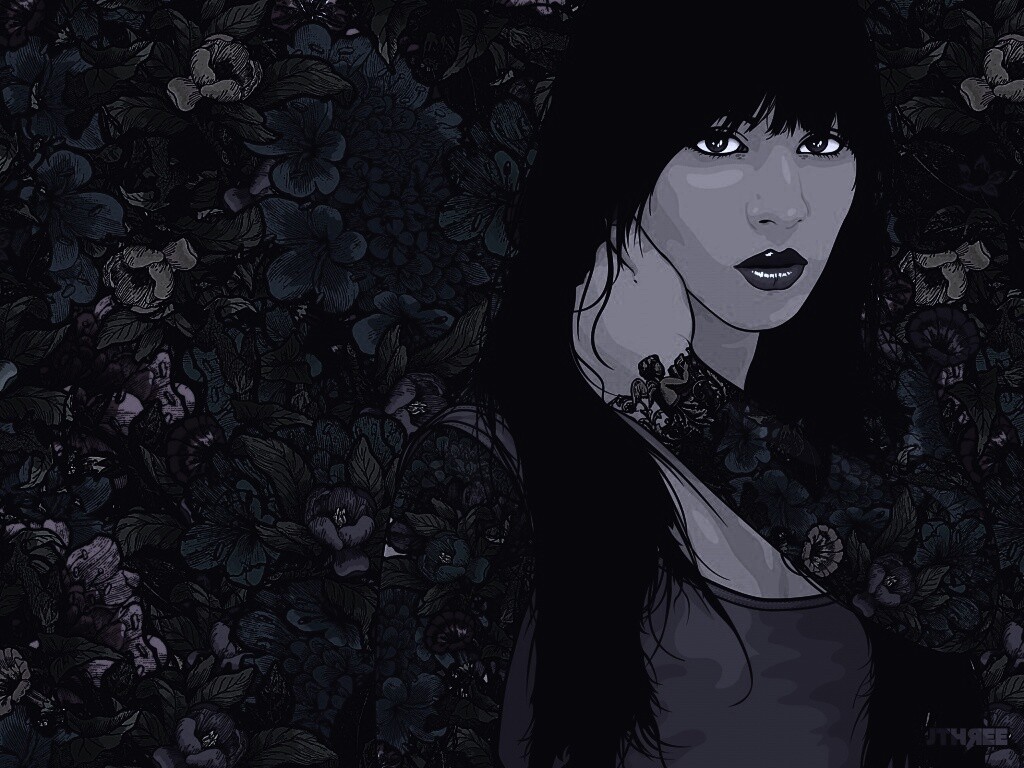 Девушка с цветочной тату обои