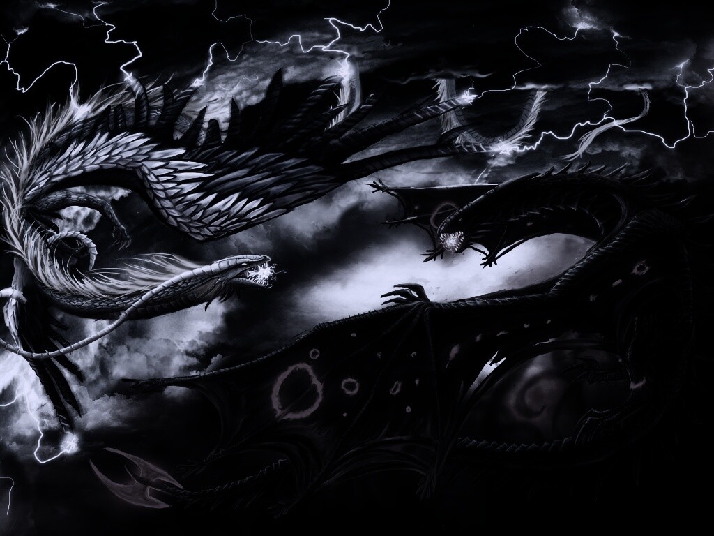 Живописная битва молнии и огня обои