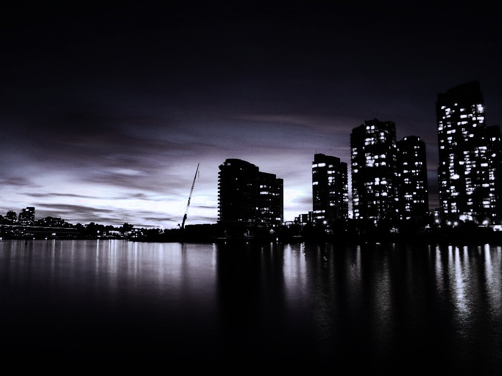 Фиолетовый закат в Ванкувере обои