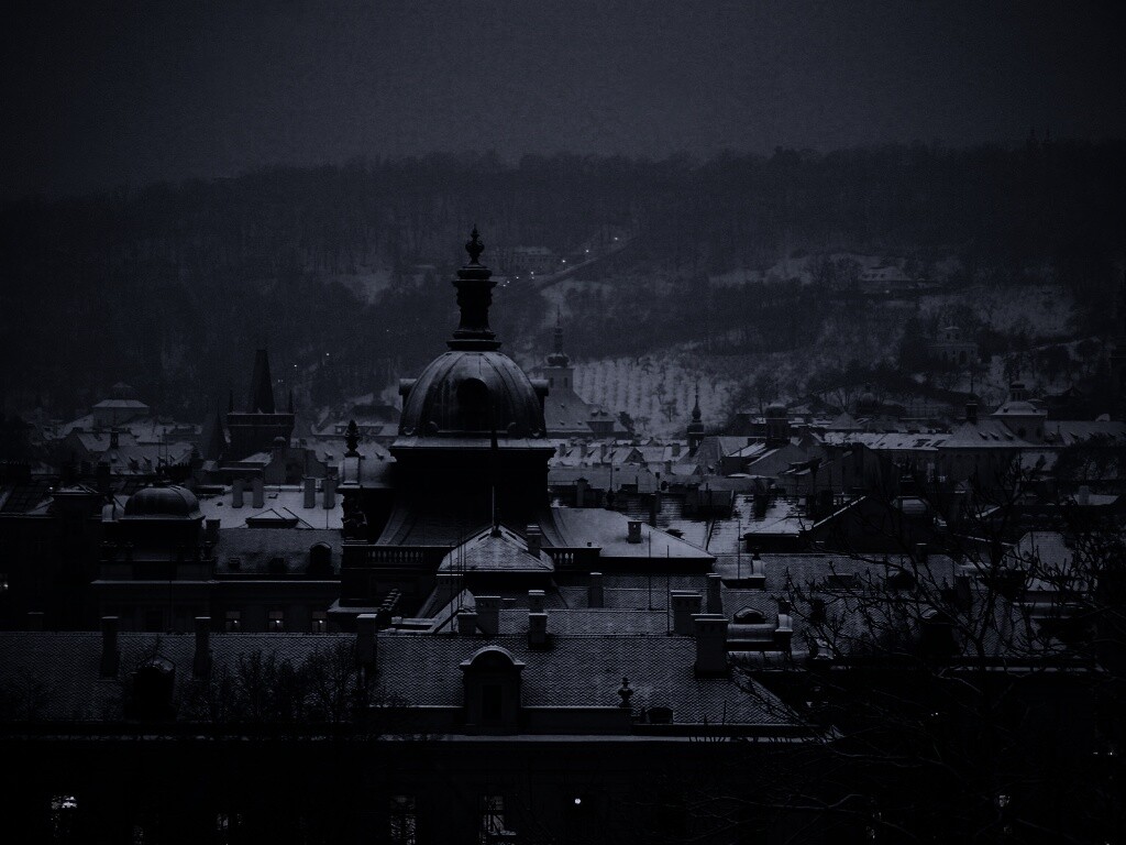 Город зимой обои