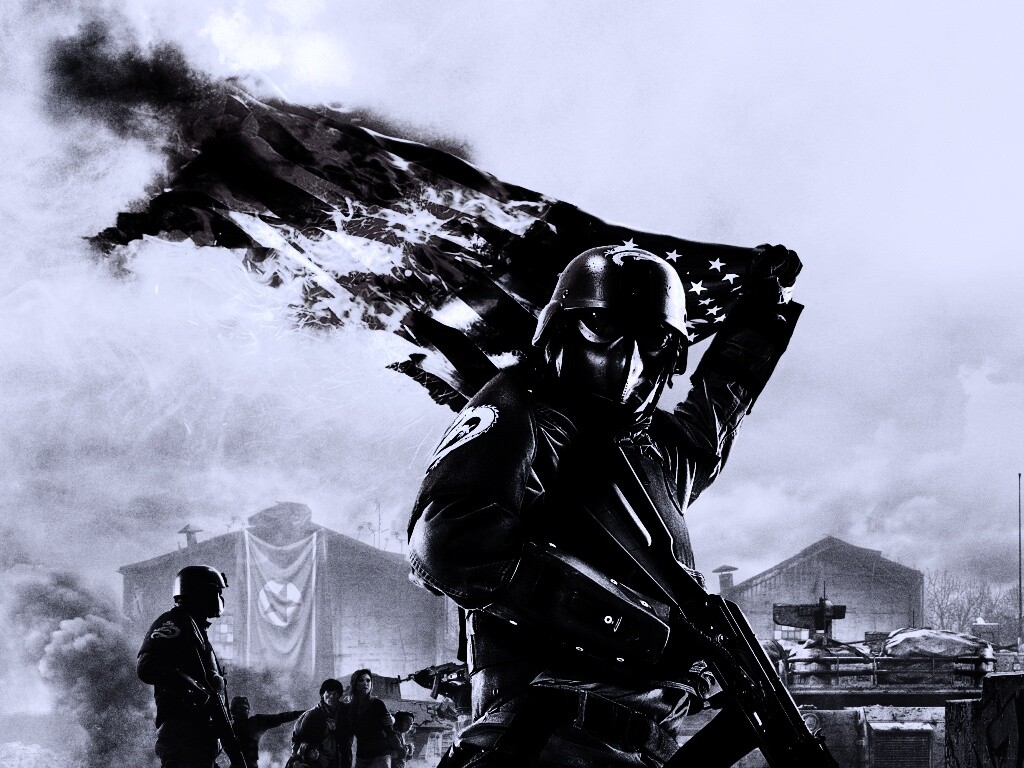 Солдат сжигает американский флаг обои