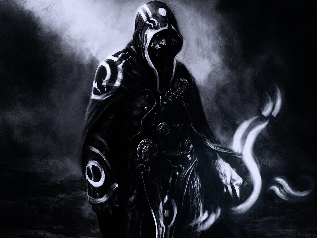 Темный маг в плаще-накидке обои