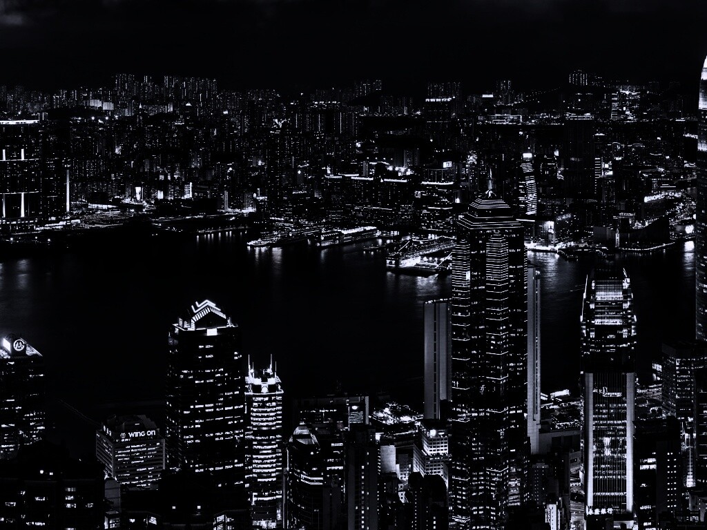 Небоскребы ночью обои