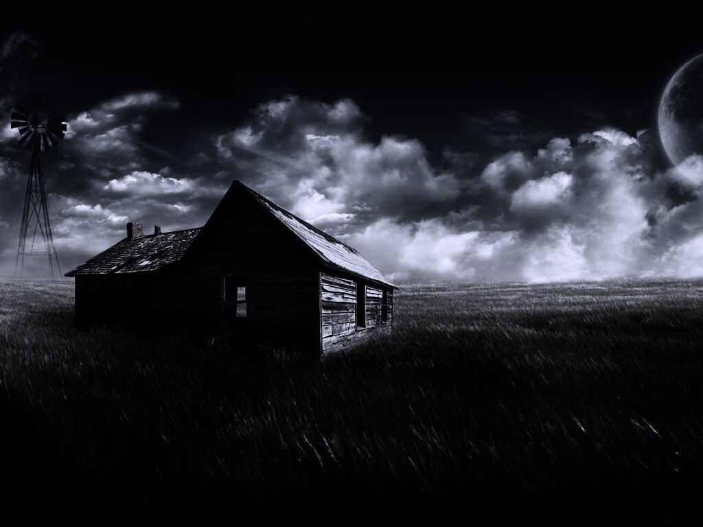 Домик в поле обои