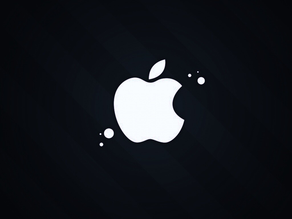 Логотип Apple на фоне голубых полос обои