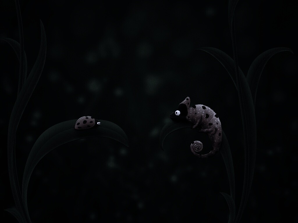 Хамелеон  замаскированный под божью коровку обои