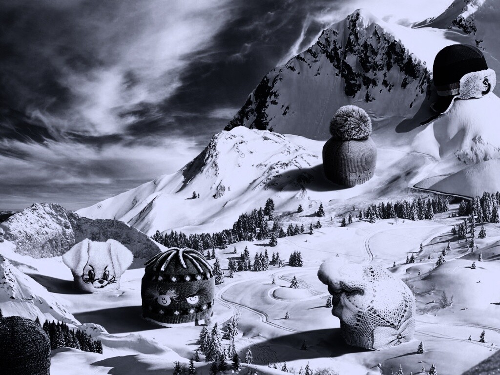 Прикольные шапки на горных вершинах обои