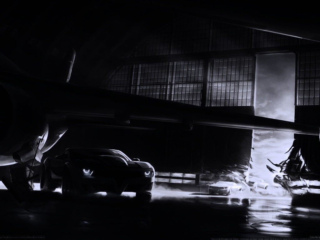 Машины въезжают в ангар обои