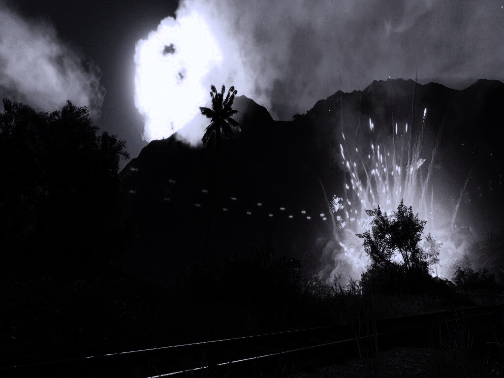 Взрыв в кустах обои