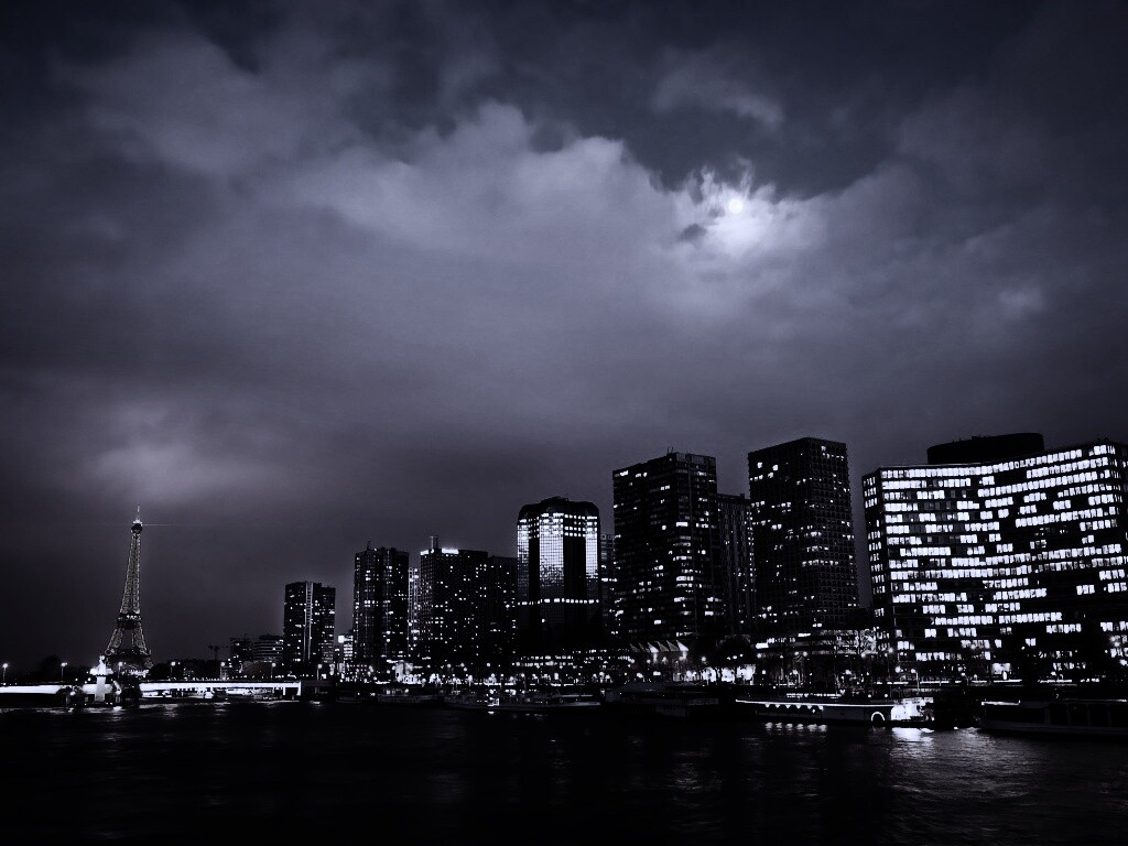 Вид на ночной Париж обои