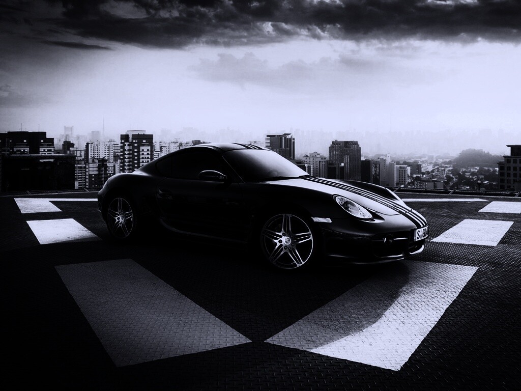 Порш на вертолетной площадке обои