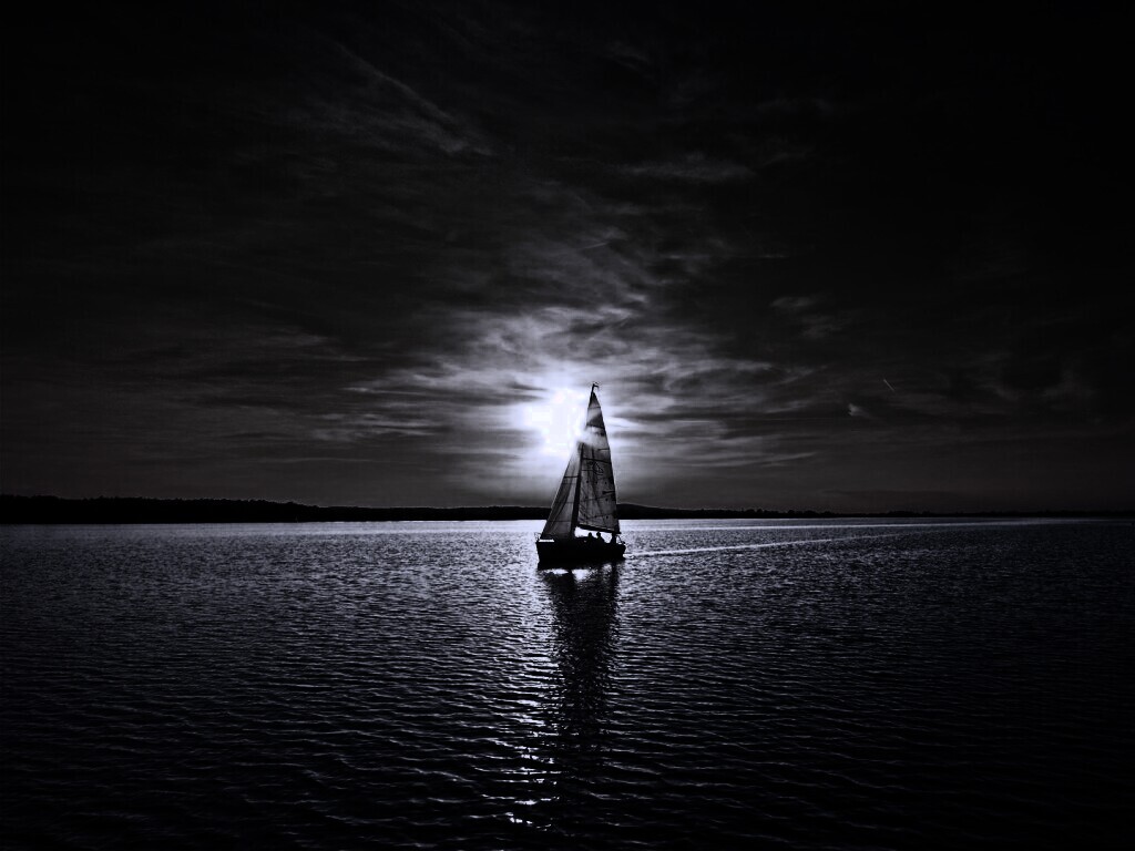 Яхта на закате обои