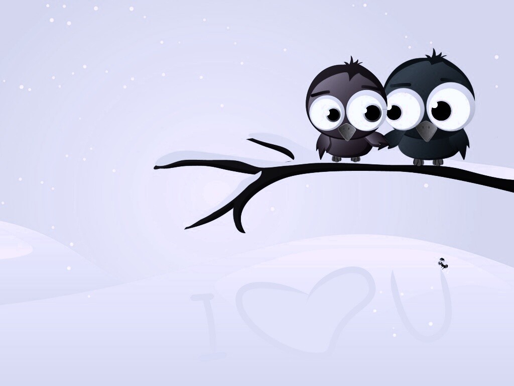 Две птички на ветке щебечут о любви обои