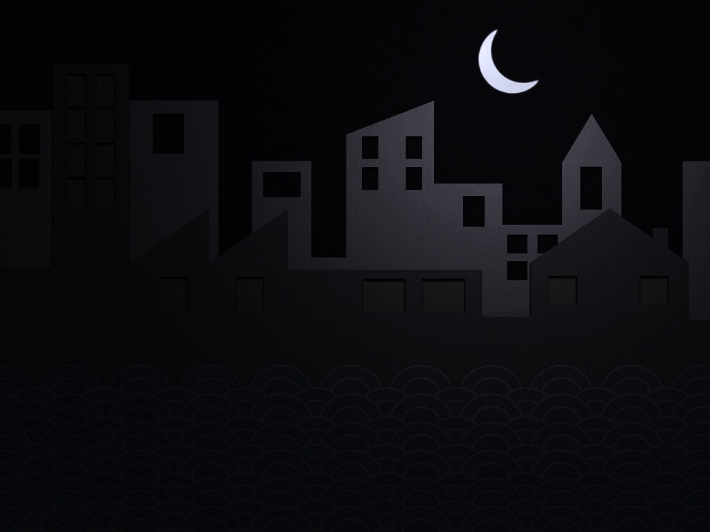 Ночной город на реке обои