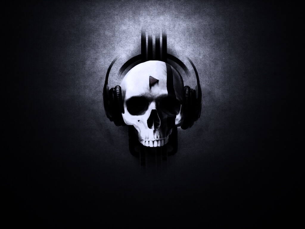 Череп в наушниках обои
