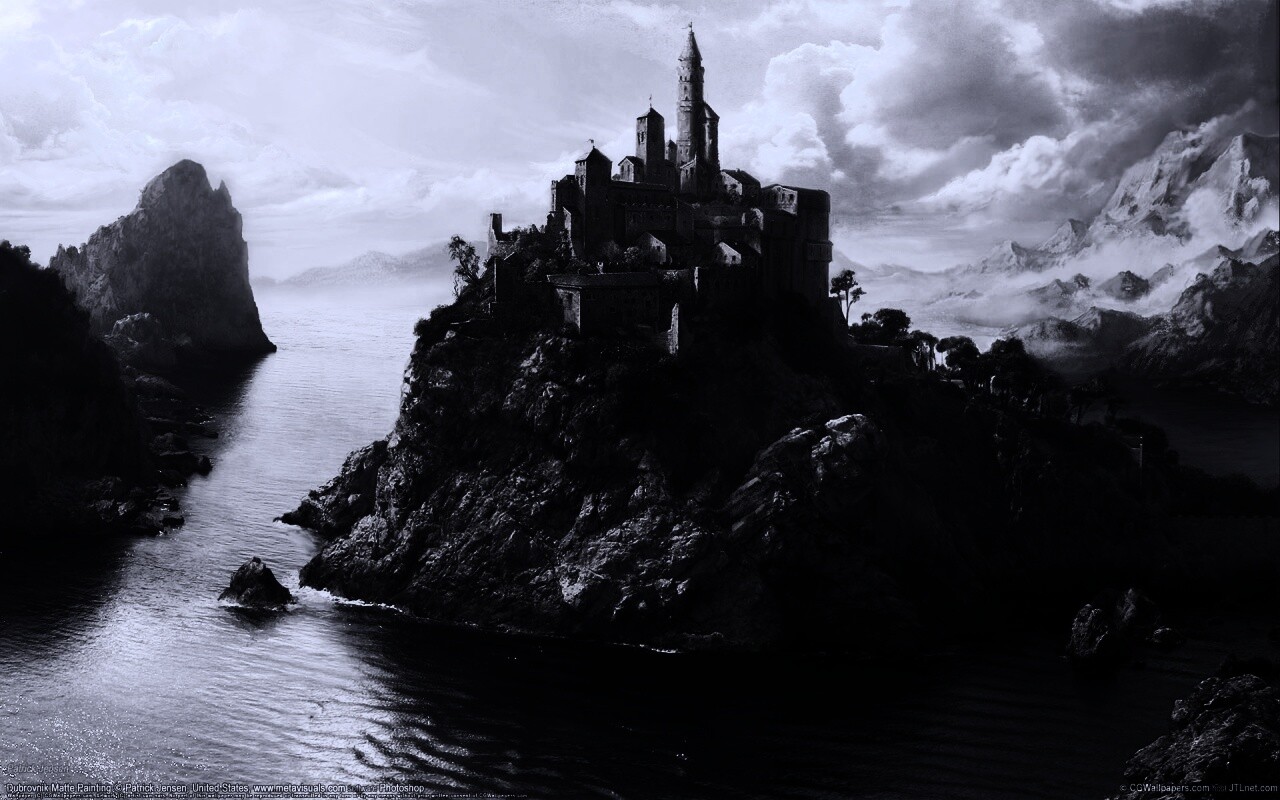 Замок на скале обои