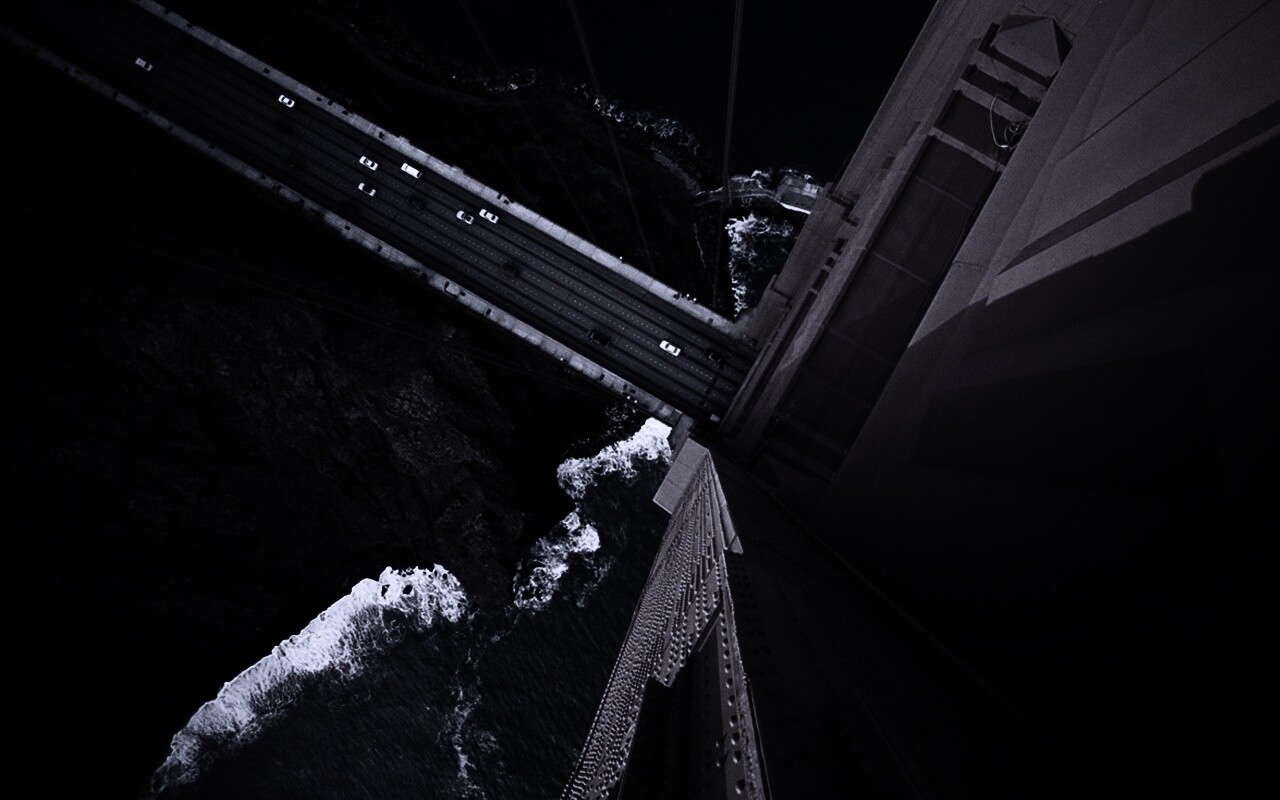 Вид в с пролета моста Золотые Ворота обои