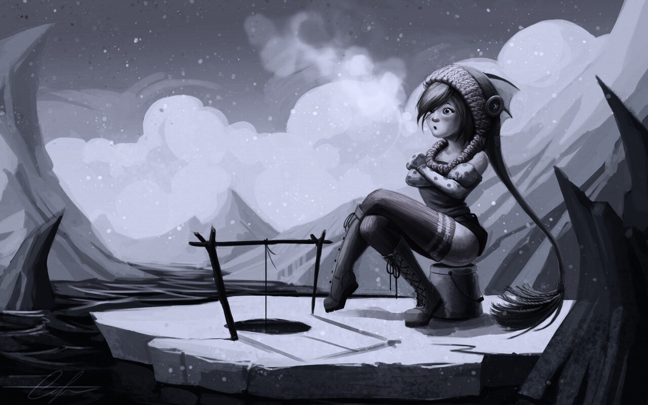 Тяготы зимней рыбалки обои