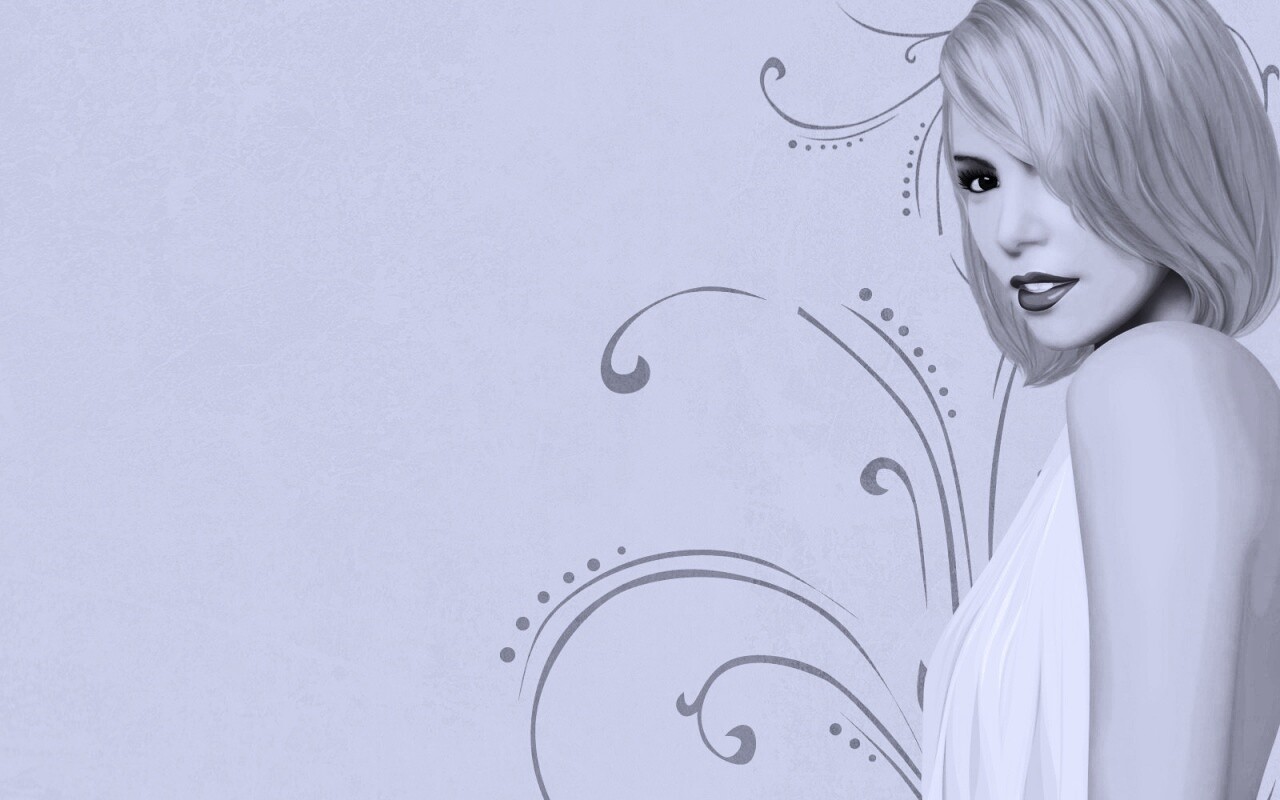 Нарисованная блондинка обои